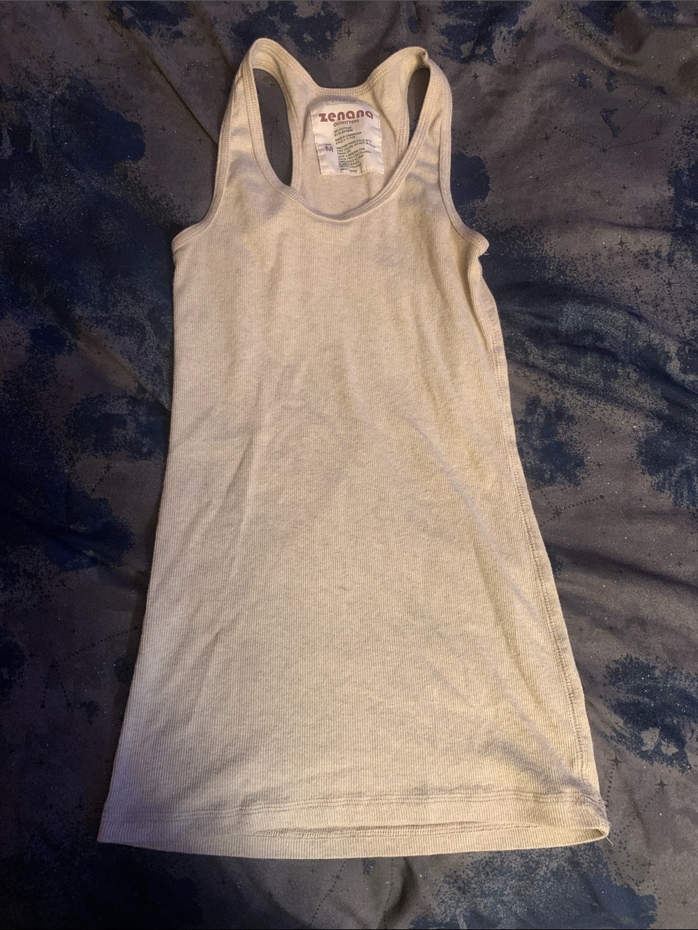 NaNa Women's Cream Ribbed Racerback Tank
